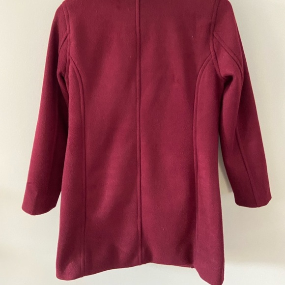 Old Navy Long Lined Brushed Fleece Burgundy Sherpa Collar Moto Jacket - Picture 3 of 5